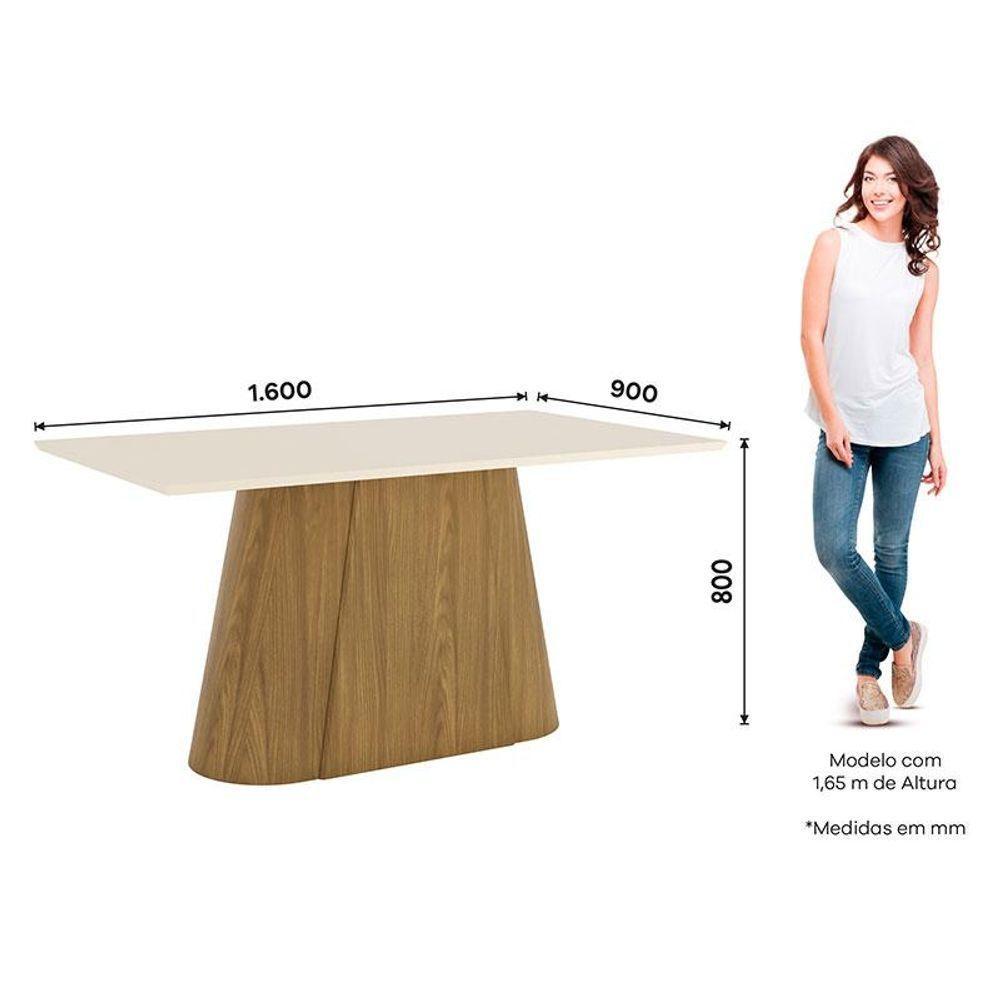 Mesa De Jantar Olivia Ambiente 160 Cm Canto Reto Sem Vidro Nature Off White - Henn - 2