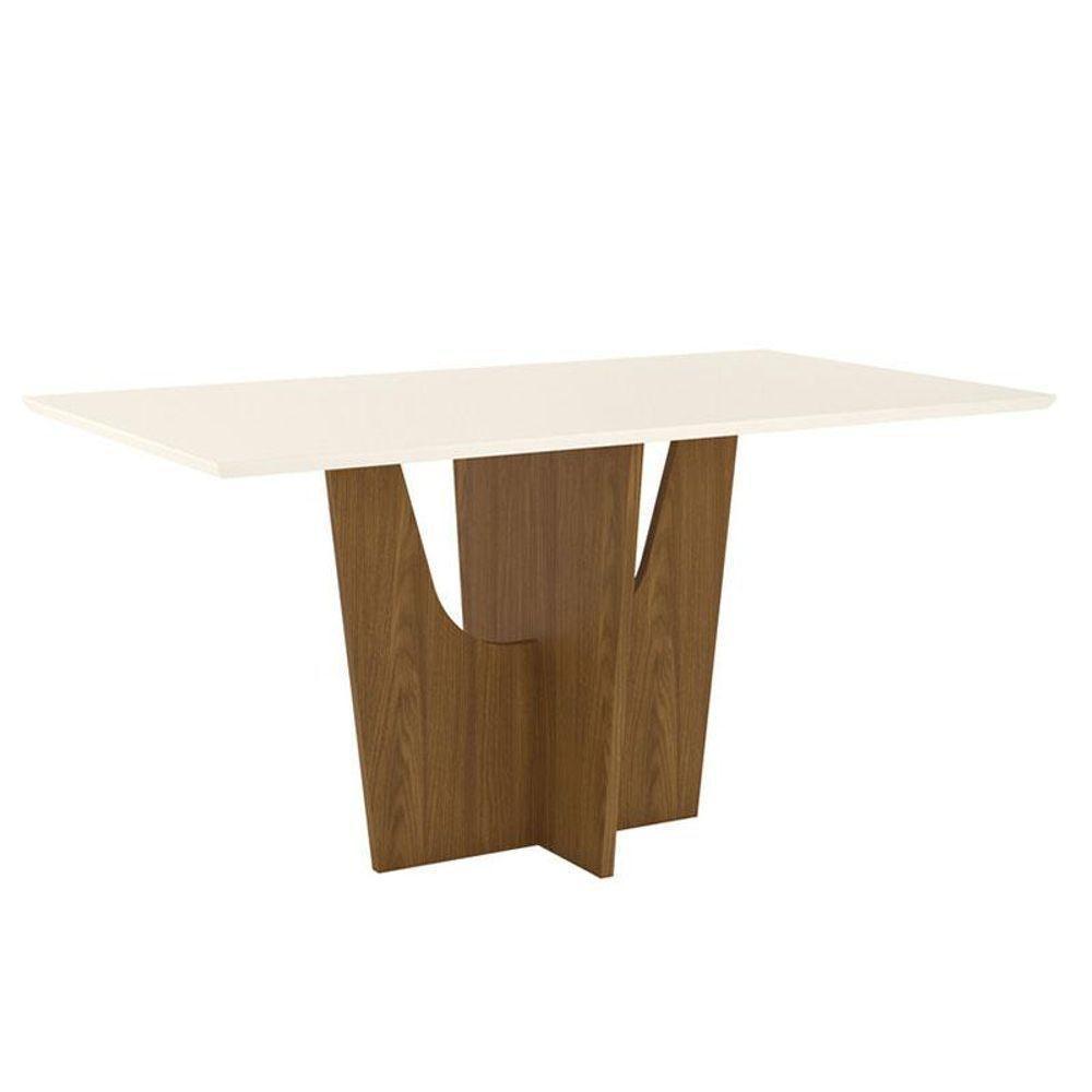 Mesa De Jantar Vértice 160 Cm Canto Reto Sem Vidro Nature Off White - Henn - 1