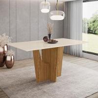 Mesa De Jantar Vértice 160 Cm Canto Reto Sem Vidro Nature Off White - Henn - 5