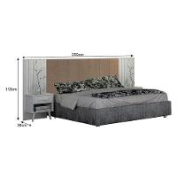 Painel Cabeceira Casal Queen Milano Estofada Com Criado Branco Joli Camurça - Leifer Móveis - 2