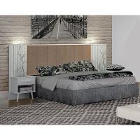 Painel Cabeceira Casal Queen Milano Estofada Com Criado Branco Joli Camurça - Leifer Móveis - 3