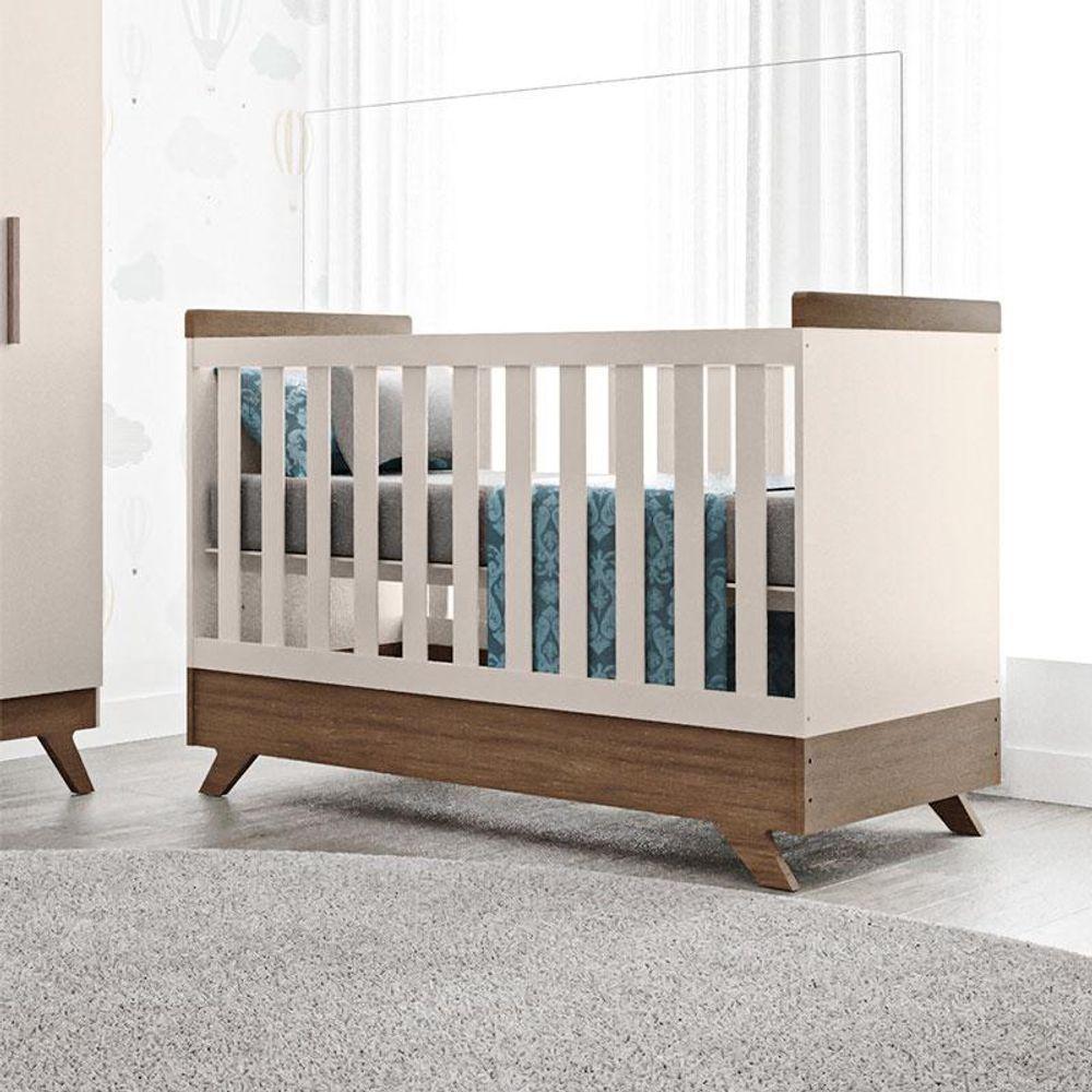 Berço Americano Ambiente Retrô Vitória Off White Carvalho - Carolina - 1