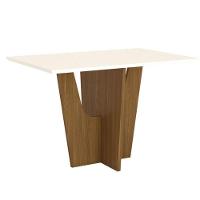 Mesa De Jantar Vértice 120 Cm Canto Reto Sem Vidro Nature Off White - Henn - 1