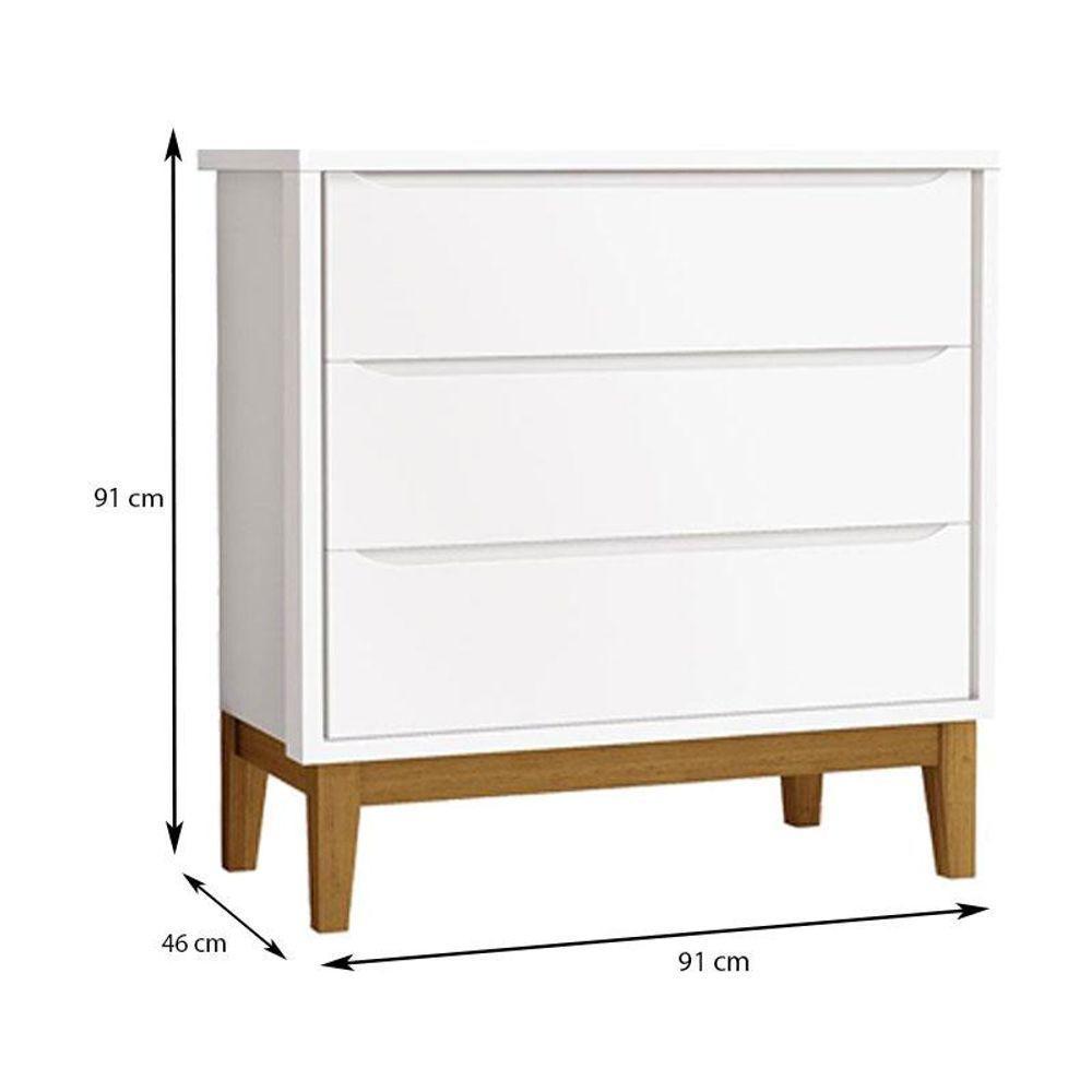 Berço Americano E Cômoda Gaveteiro New Classic Branco Com Pés Madeira - Reller - 4