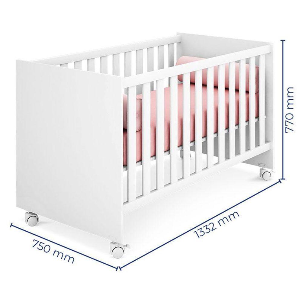 Berço Americano Doce Sonho 100 Branco Brilho Com Colchão Tend Tudo - Qmovi - 2