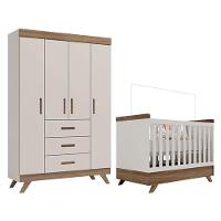 Berço Americano Vitória E Guarda Roupa Infantil Retrô Maya Off White Carvalho - Carolina - 1