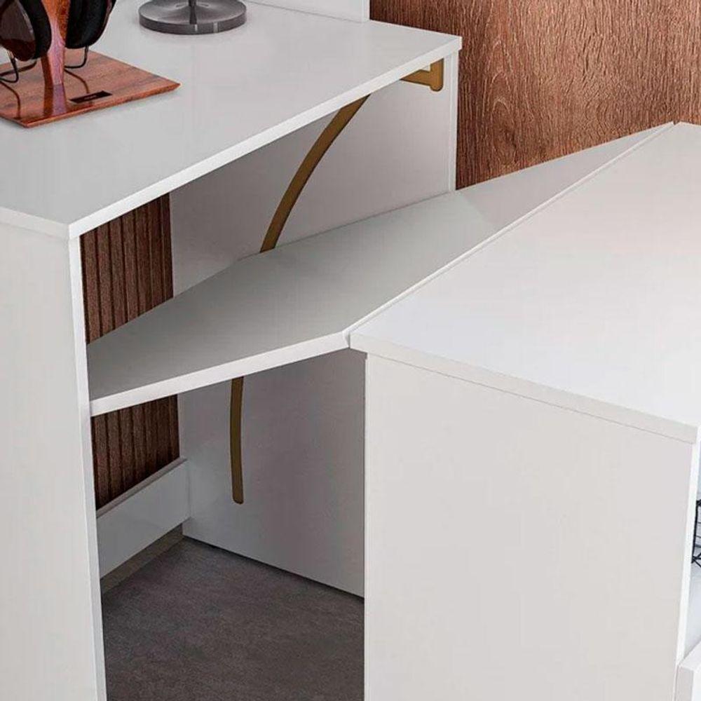 Armário Multifuncional Com Escrivaninha Retrátil Duo Branco - Kits Paraná - 4