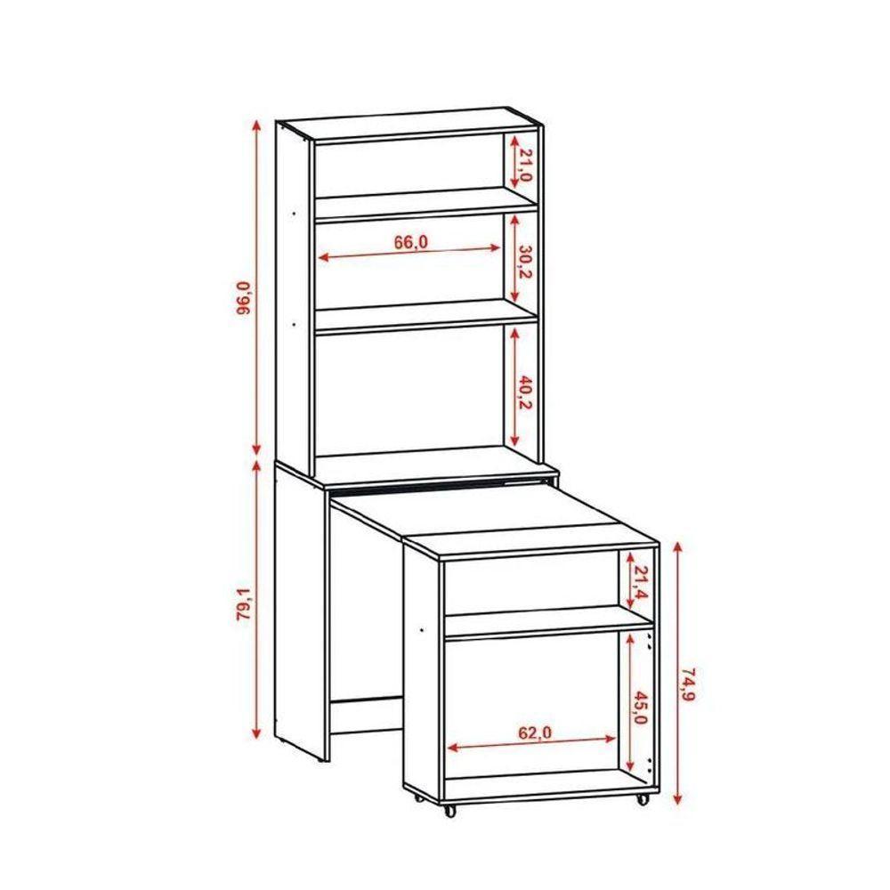 Armário Multifuncional Com Escrivaninha Retrátil Duo Branco - Kits Paraná - 5