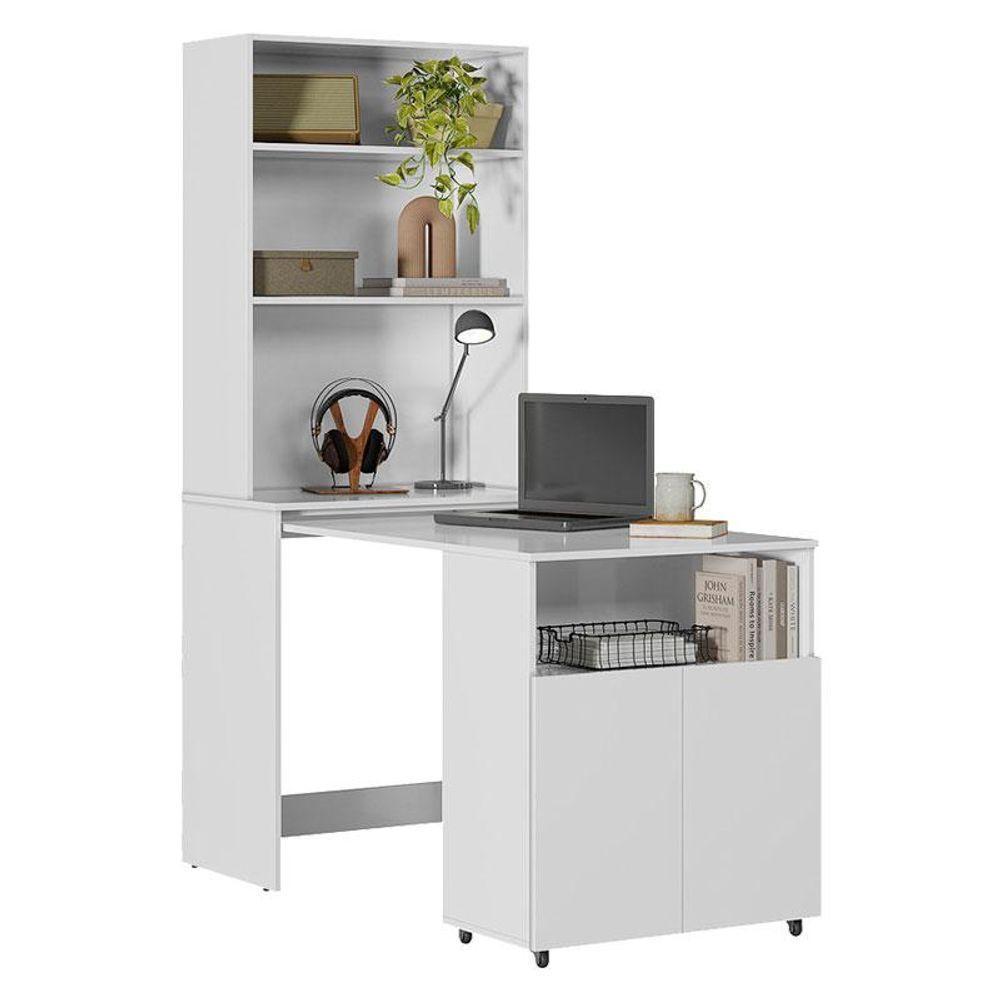 Armário Multifuncional Com Escrivaninha Retrátil Duo Branco - Kits Paraná - 7