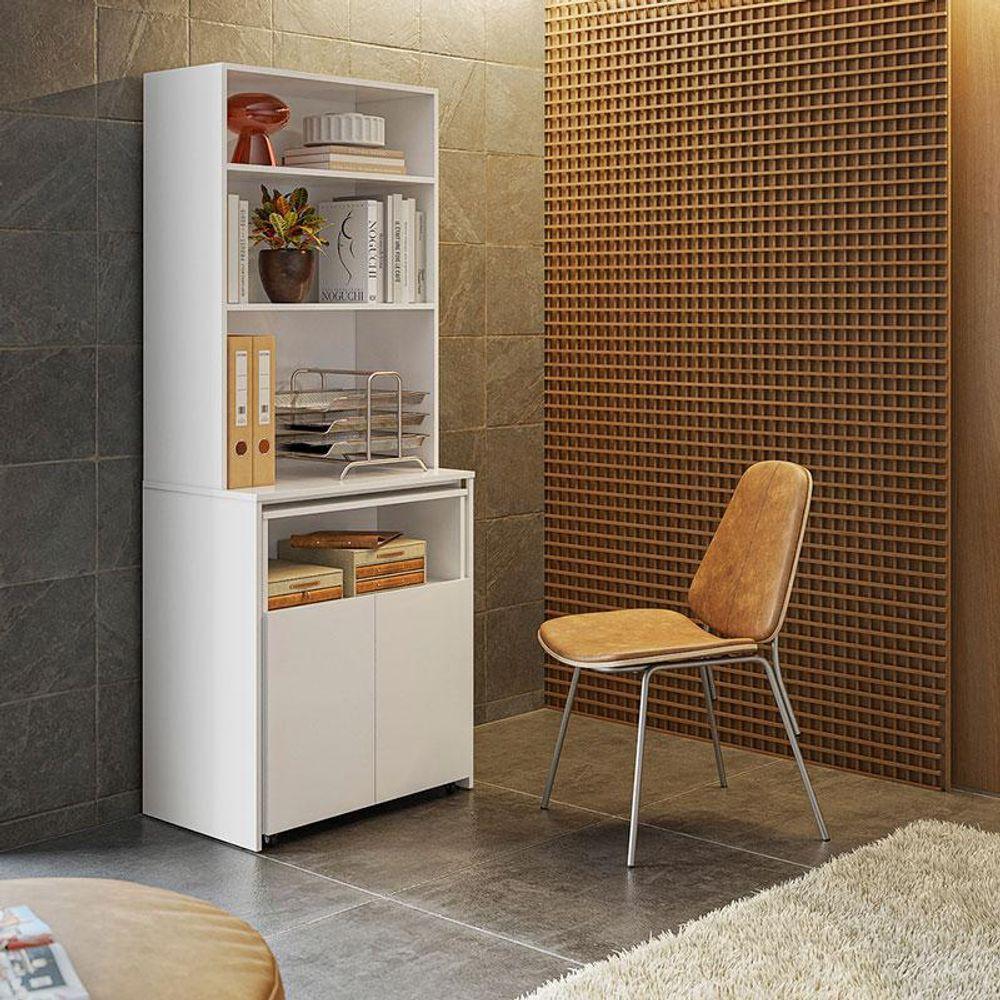 Armário Multifuncional Com Escrivaninha Retrátil Duo Branco - Kits Paraná - 8