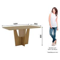 Mesa De Jantar Vértice 160 Cm Canto Arredondado Com Vidro Nature - Henn - 2