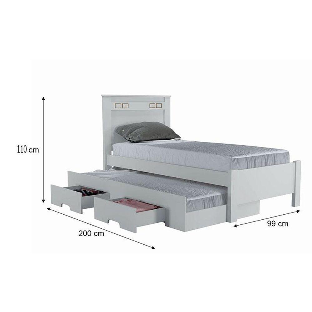 Cama Solteiro Com Auxiliar Star New Branco - Leifer Móveis - 2
