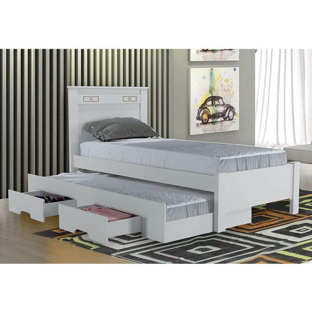 Cama Solteiro Com Auxiliar Star New Branco - Leifer Móveis - 3
