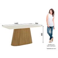Mesa De Jantar Olivia 160 Cm Canto Reto Com Vidro Nature Off White - Henn - 2