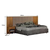 Painel Cabeceira Casal Queen Milano Estofada Com Criado Cinamomo Joli Camurça - Leifer Móveis - 2