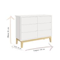 Quarto De Bebê 2 Portas E Cômoda 6 Gavetas New Classic Branco Com Pés Madeira Natural E Colchão Ortobom - Reller - 3