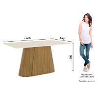 Mesa De Jantar Olivia 160 Cm Canto Reto Sem Vidro Nature Off White - Henn - 2