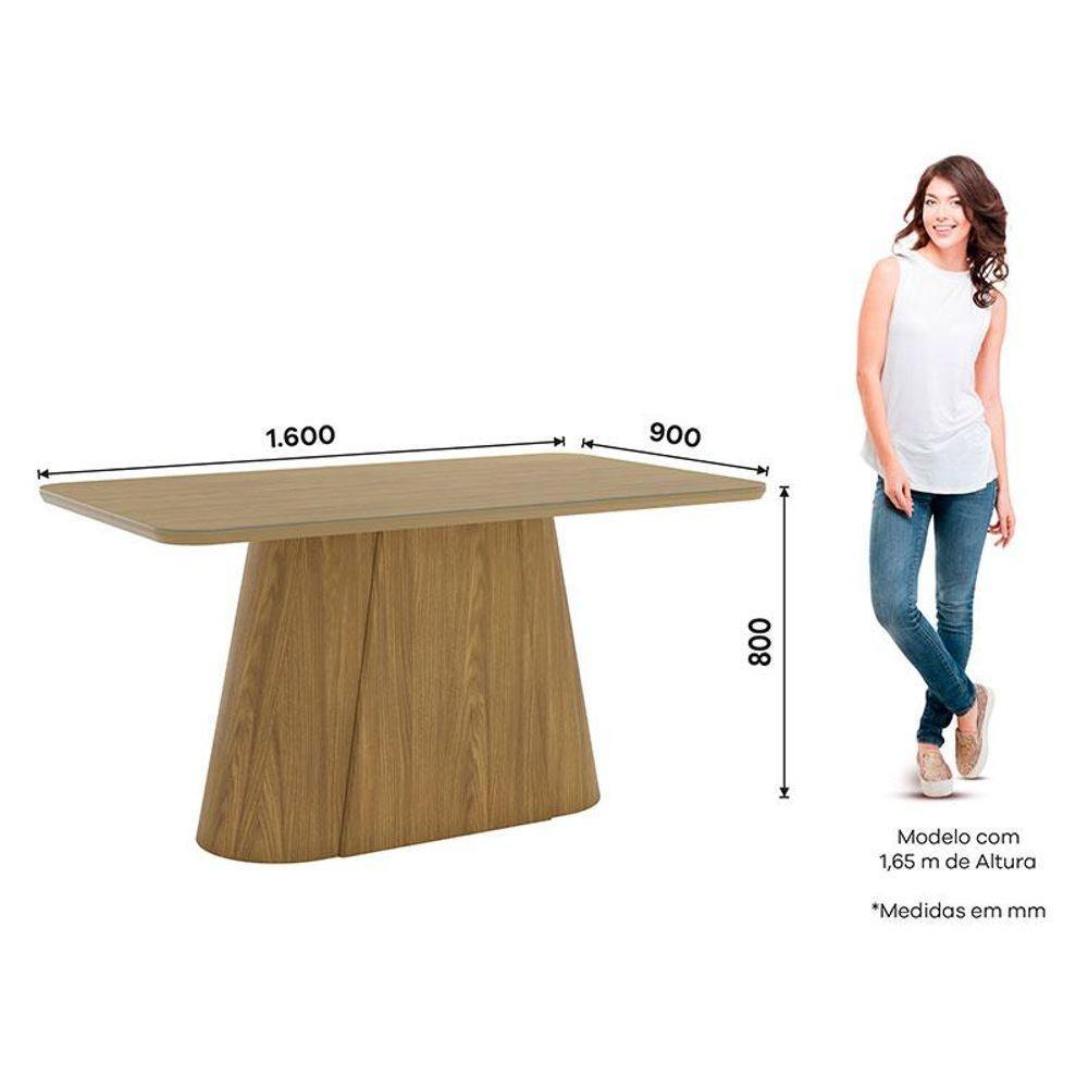 Mesa De Jantar Olivia 160 Cm Canto Arredondado Com Vidro Nature - Henn - 2