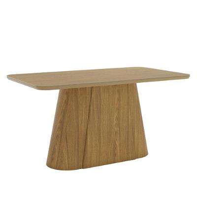 Mesa De Jantar Olivia 160 Cm Canto Arredondado Com Vidro Nature - Henn