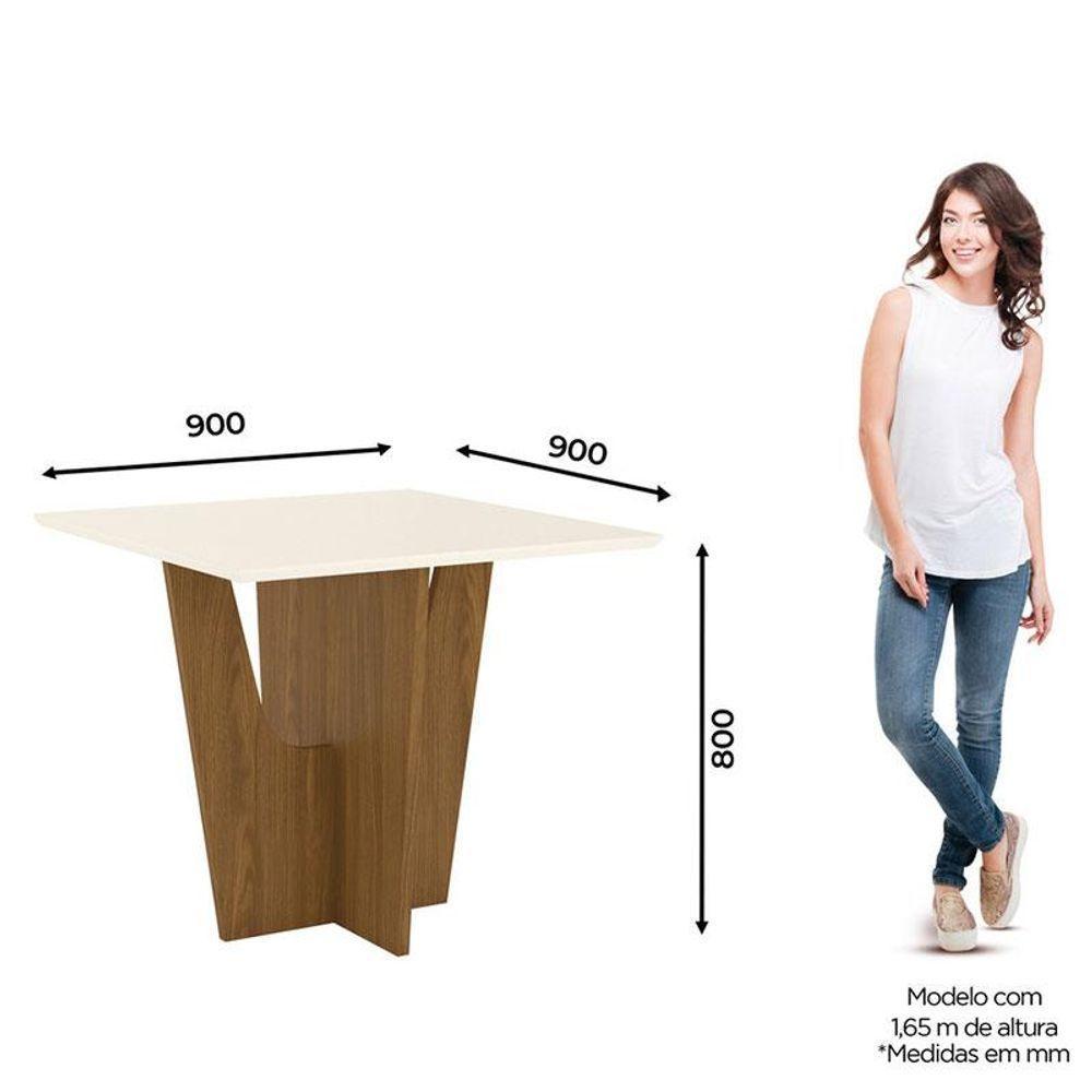Mesa De Jantar Vértice 90 Cm Canto Reto Sem Vidro Nature Off White - Henn - 2