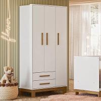 Berço Americano 4315 E Guarda Roupa 4340 Q Encanto Slim Branco Acetinado Com Colchão Tend Tudo - Qmovi - 5