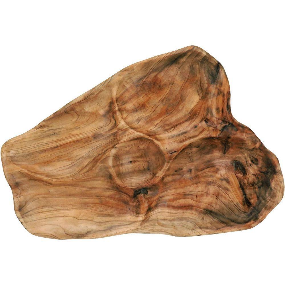 Wood Petisqueira 4X54X37Cm Madeira Natural Com 5 Divisoes - 4