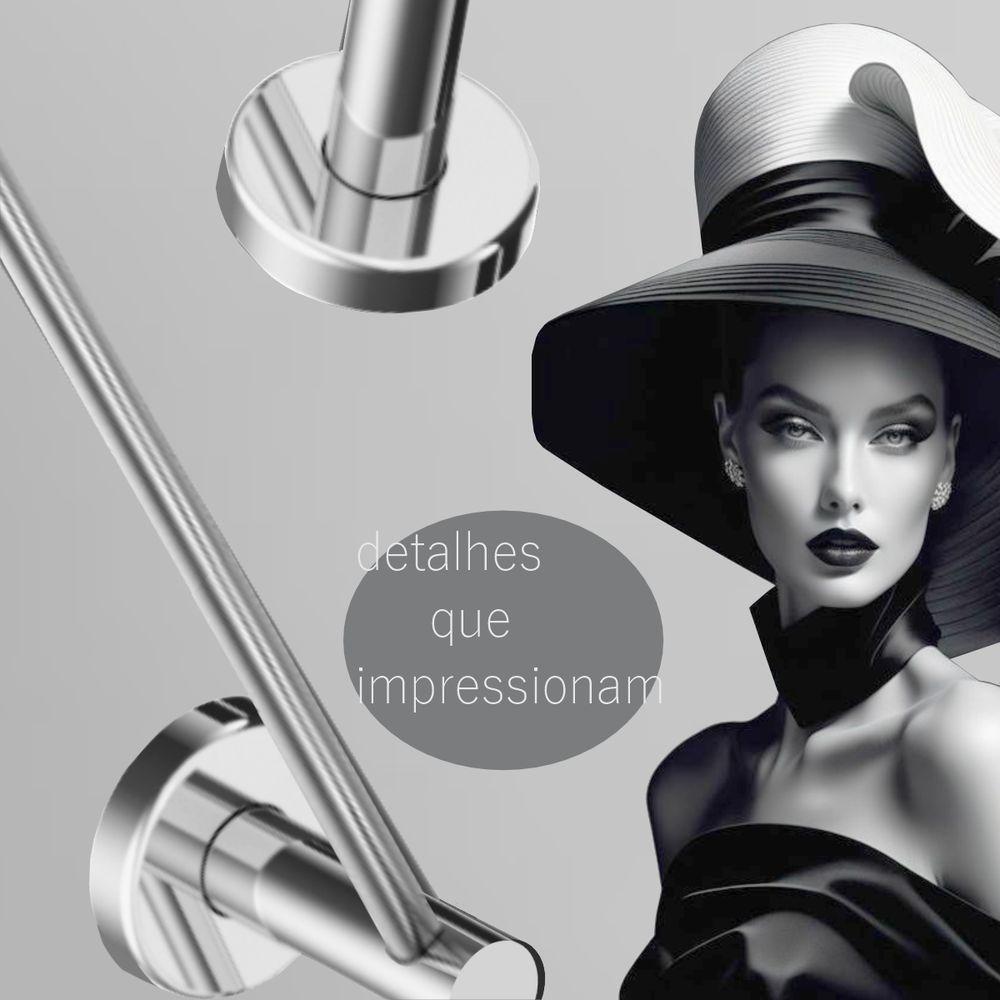 Porta Toalha Toalheiro Para Banheiro Alto Brilho Atenas 55cm - 2