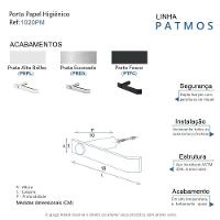 Porta Papel Higiênico Para Banheiro Preto Fosco Patmos Grego Metal - 4