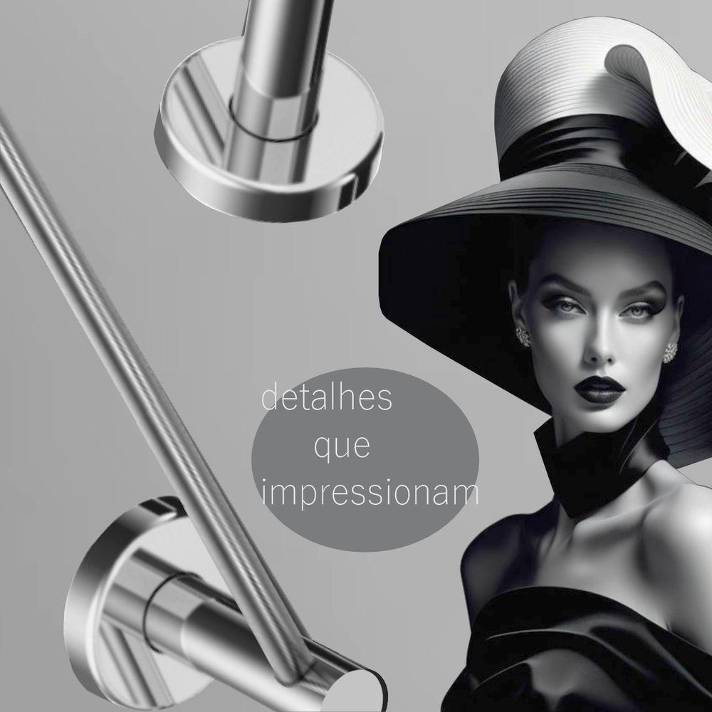 Porta Toalha Toalheiro Para Banheiro Escovado Atenas 45cm - 2