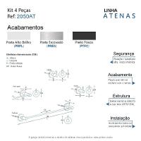Kit De Acessórios Para Banheiro Alto Brilho 4 Peças Grego Metal 2050at - 7