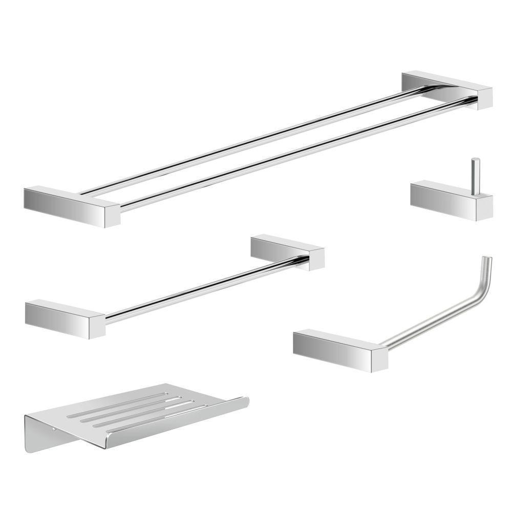 Kit Acessórios Para Banheiro Alto Brilho 5 Peças Grego Metal 2190tr - 1