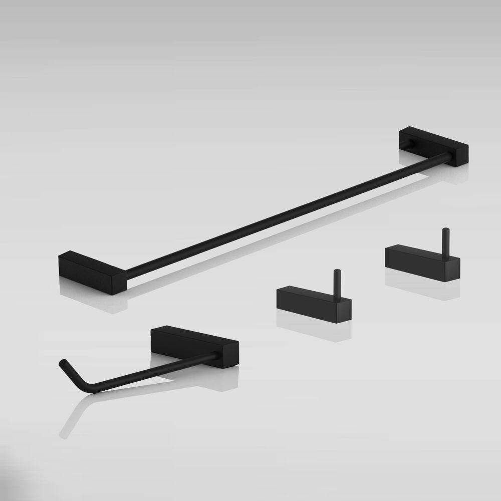 Kit De Acessórios Para Banheiro Preto Fosco 4 Peças Grego Metal 2050tr - 3