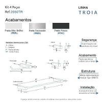 Kit De Acessórios Para Banheiro Preto Fosco 4 Peças Grego Metal 2050tr - 7