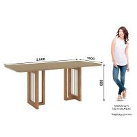 Mesa De Jantar Yara 200 Cm Canto Arredondado Com Vidro Nature - Henn - 2