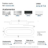 Porta Toalha Toalheiro Para Banheiro Preto Fosco Agata 65cm - 2