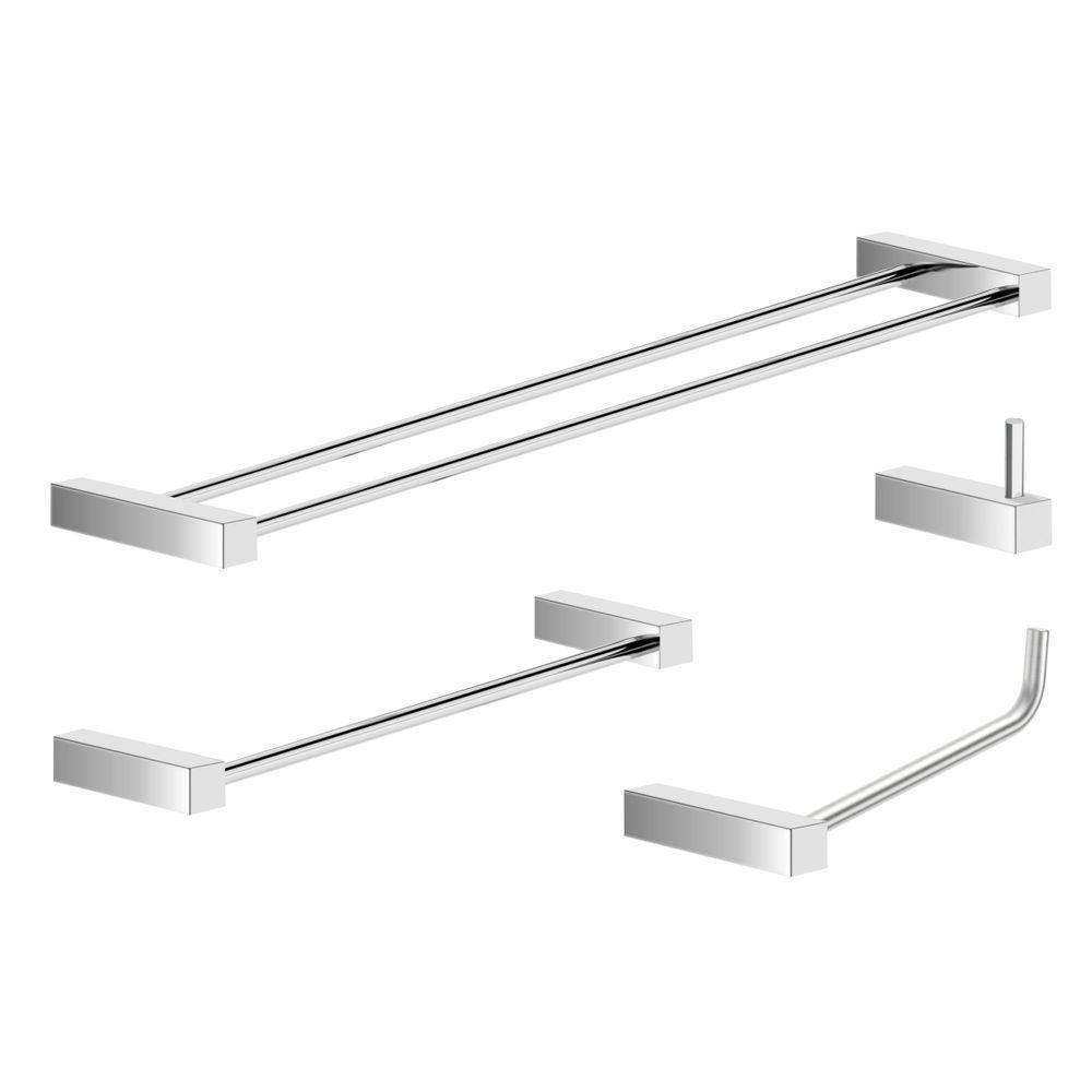 Kit Acessórios Para Banheiro Alto Brilho 4 Peças Grego Metal 2060tr - 1