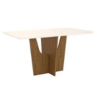 Mesa De Jantar Vértice 160 Cm Ambiente Canto Arredondado Com Vidro Nature Off White - Henn - 6