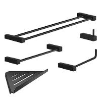 Kit Acessórios Para Banheiro Preto Fosco 5 Peças Grego Metal 2160tr - 1