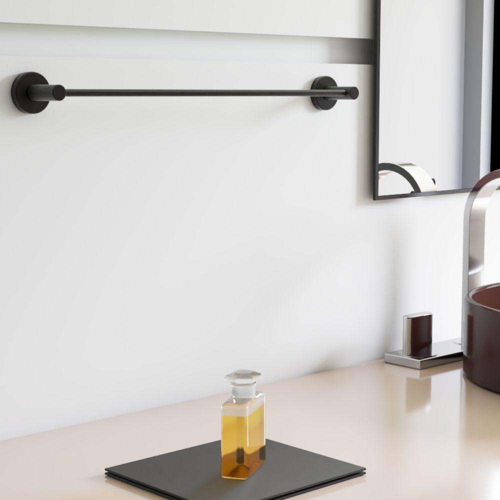 Porta Toalha Toalheiro Para Banheiro Preto Fosco Atenas 55cm - 3