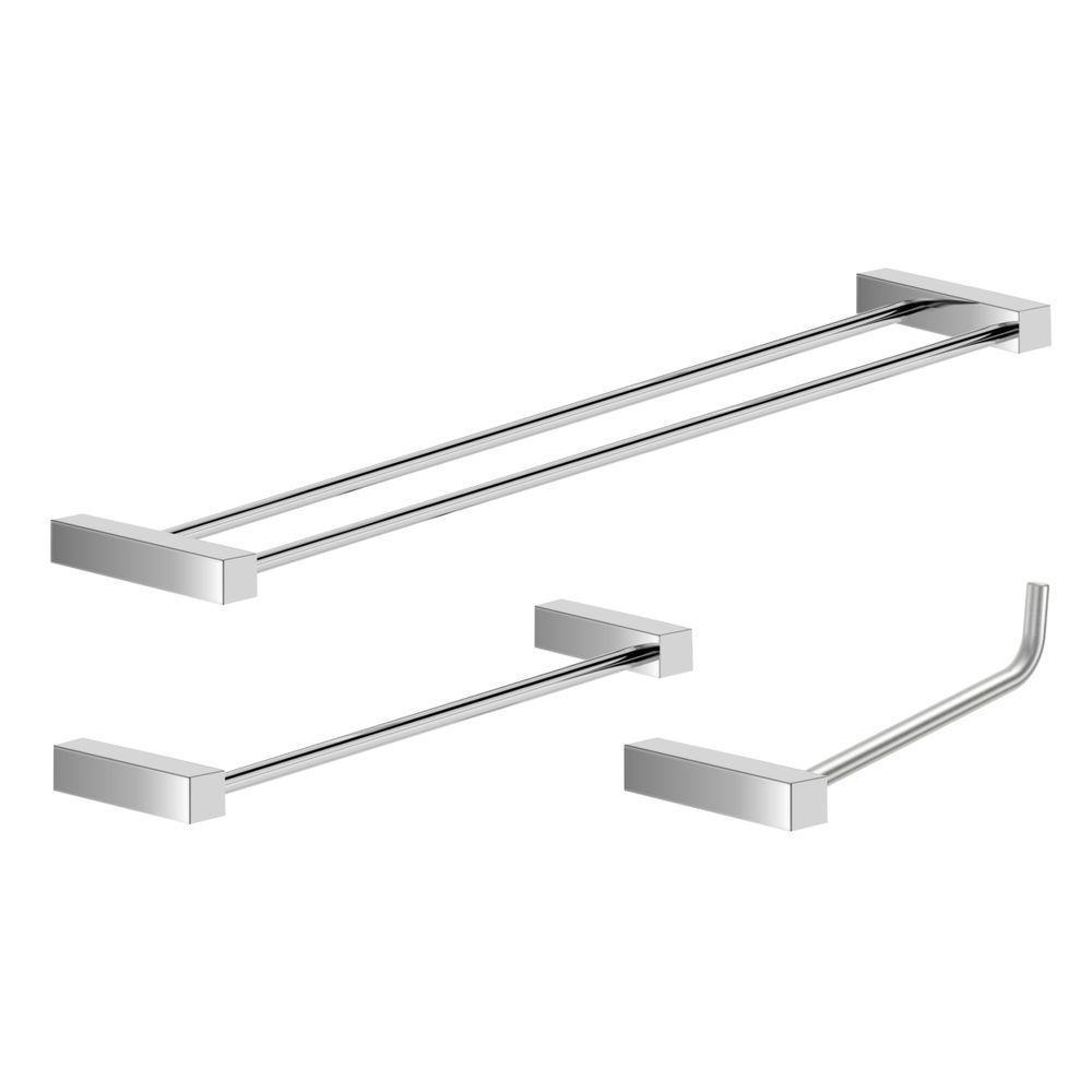 Kit Acessórios Para Banheiro Escovado 3 Peças Grego Metal 2040tr - 1