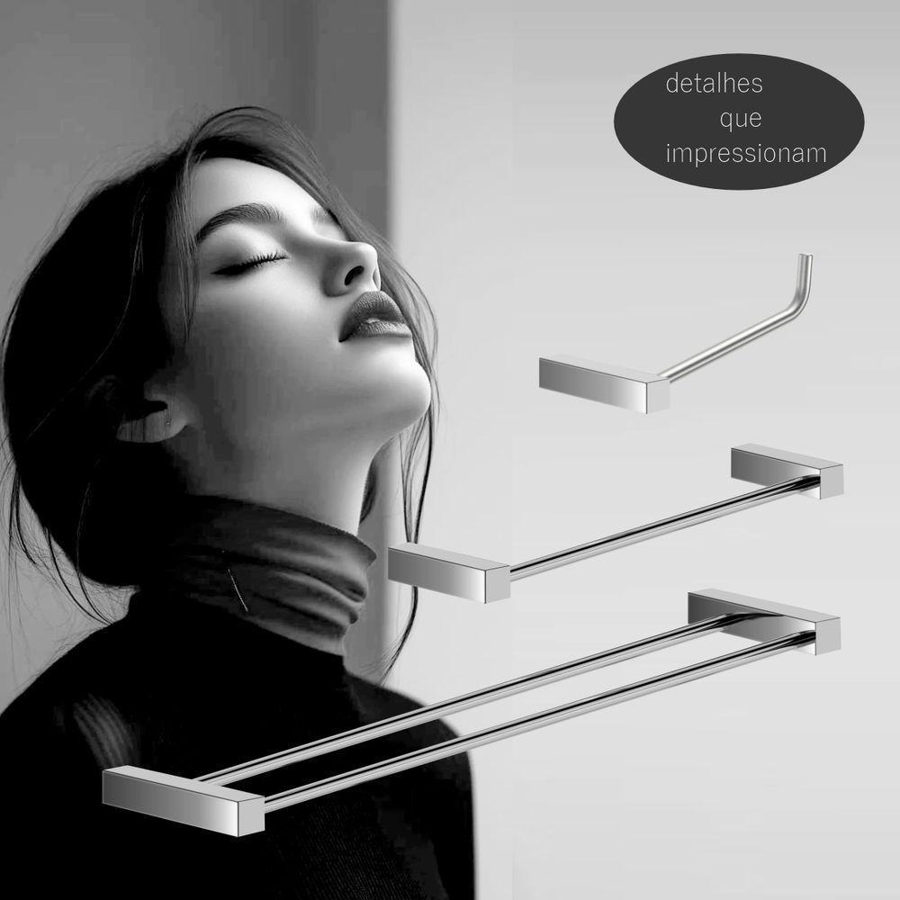 Kit Acessórios Para Banheiro Escovado 3 Peças Grego Metal 2040tr - 2