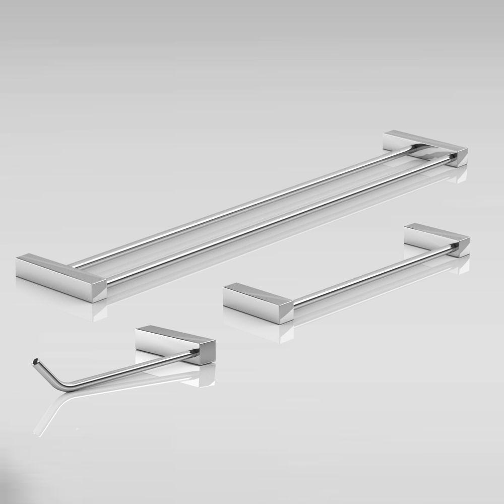 Kit Acessórios Para Banheiro Escovado 3 Peças Grego Metal 2040tr - 3