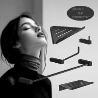 Kit Acessórios Para Banheiro Preto Fosco 5 Peças Grego Metal 2102tr - 2