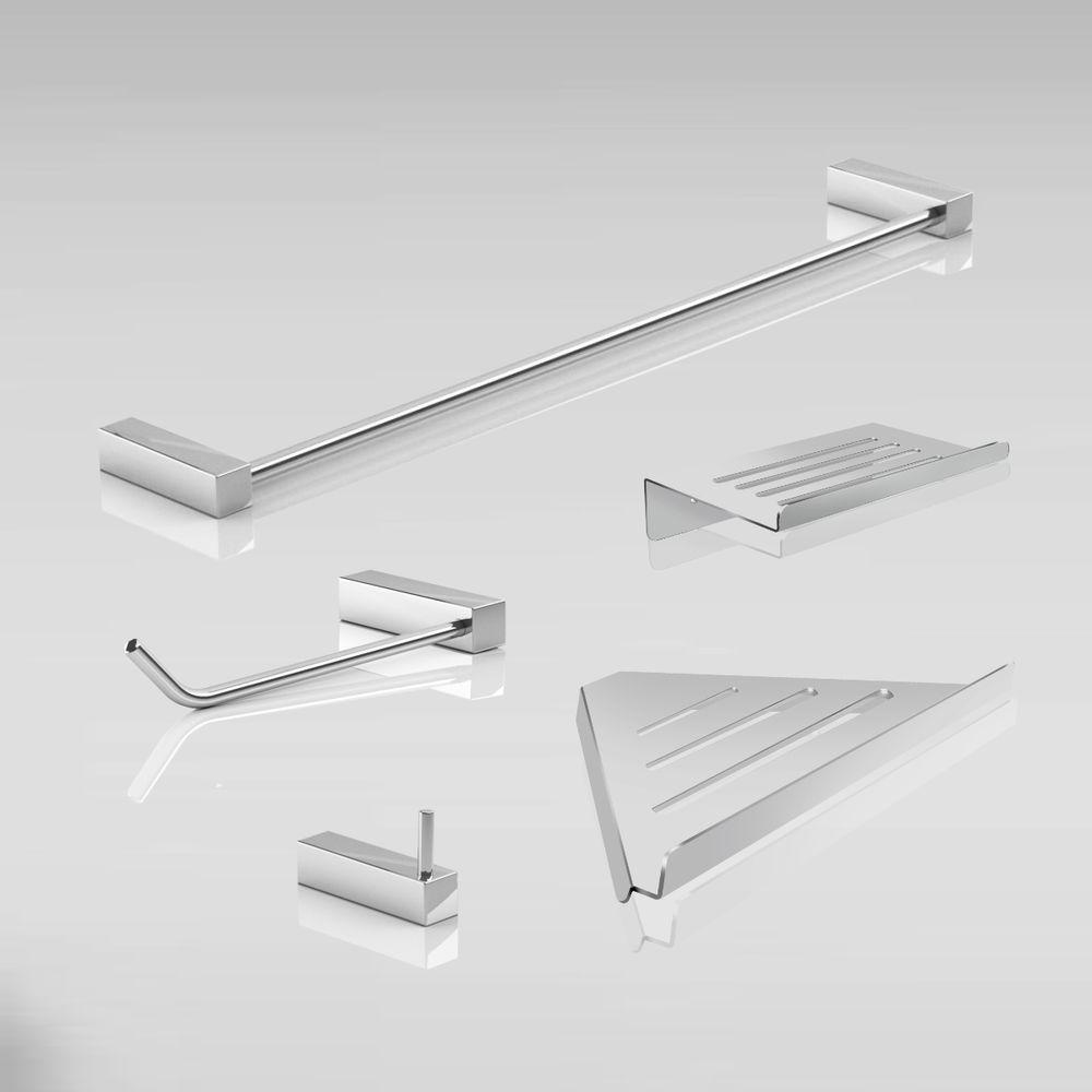 Kit Acessórios Para Banheiro Alto Brilho 5 Peças Grego Metal 2102tr - 3