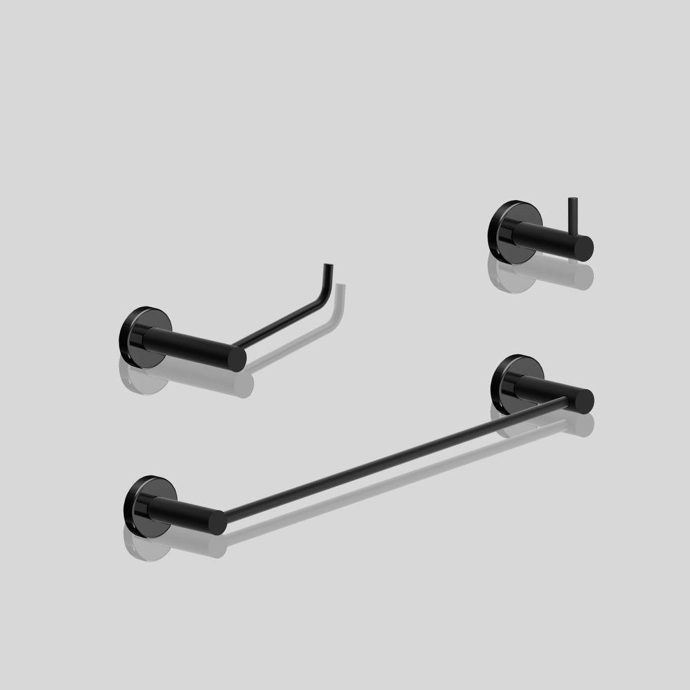 Kit Acessório Para Banheiro Preto Fosco 3 Peças Grego Metal 2030at - 3