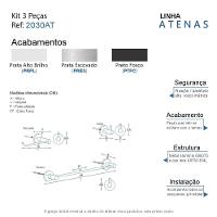 Kit Acessório Para Banheiro Preto Fosco 3 Peças Grego Metal 2030at - 9