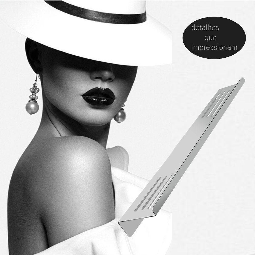 Prateleira Suporte Duplo Para Banheiro Escovado Grega Aço Inox 40cm - 2