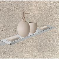 Prateleira Suporte Duplo Para Banheiro Escovado Grega Aço Inox 40cm - 3