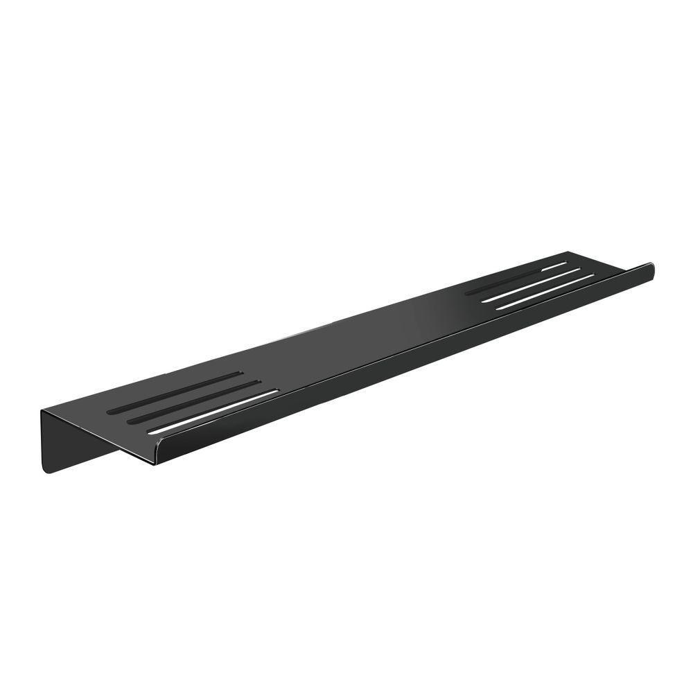 Prateleira Suporte Duplo Para Banheiro Preto Fosco Grega Aço Inox 40cm - 1