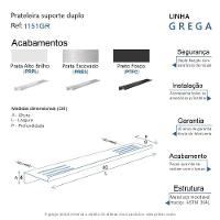 Prateleira Suporte Duplo Para Banheiro Preto Fosco Grega Aço Inox 40cm - 4